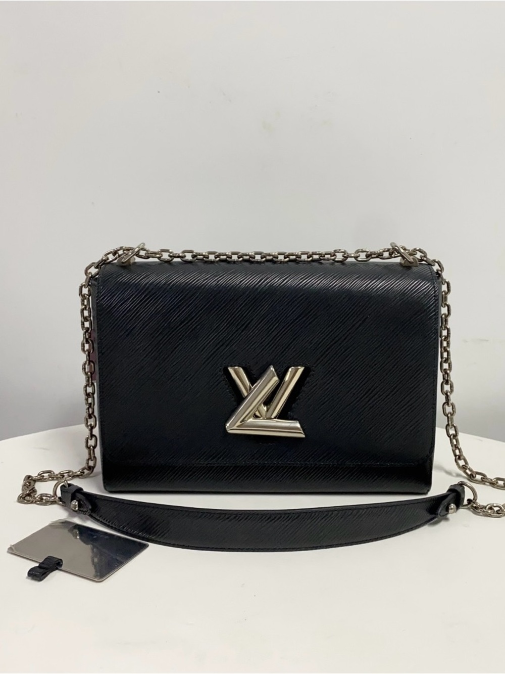 Louis Vuitton Black Epi Leather Twist Shoulder Bag with Silver Hardware